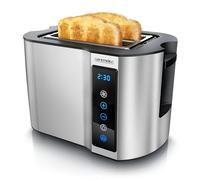 Arendo - Grille-pain tactile 2 tranches inox - Panneau tactile - Affichage numérique du temps restant - 800W - Boîtier double paroi - Avec grille réchauffe-viennoiseries - 7 niveaux de brunissage -