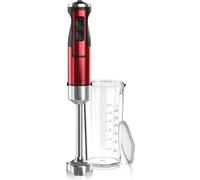 Arendo - Mixeur plongeant, 1000 W, mixeur en acier inoxydable rouge, mixeur à main avec gobelet, réglage continu