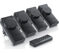 Arendo Outdoor Set de prises radio pour l'extérieur - 4x interrupteurs radio / 1x télécommande / IP44