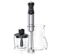 Arendo Set mixeur plongeant 1000W acier inoxydable, Pied à mixer, Mixer, Pied à mixer, Gobelet à mixer, 2 vitesses, Gobelet gradué inclus, Hachoir, Argent/Noir