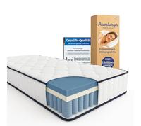 Arensberger Lena Matelas à ressorts avec mousse à mémoire de forme - 140 x 200 cm - Hauteur 21 cm - Dureté H3/H4 - Matelas à ressorts ensachés HR - Matelas enroulable - Ergonomique
