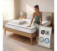 Arensberger Lena Matelas à ressorts avec mousse à mémoire de forme - 90 x 200 cm - Hauteur 21 cm - Dureté H3/H4 - Matelas à ressorts ensachés HR - Matelas enroulable - Ergonomique