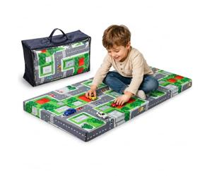 Arensberger Matelas de voyage pour enfant - 60 x 120 cm - 6 cm d'épaisseur - Matelas pliable pour bébé et enfant avec motif urbain - Mousse gel Nanocell avec housse amovible et sac de transport