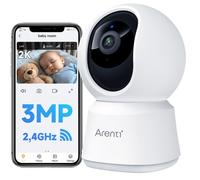 ARENTI 2K Caméra Surveillance WiFi Intérieur, 2,4GHz Caméras WiFi avec Vision Nocturne, 355° PTZ Caméra Chien, Suivi Automatique