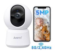 ARENTI 3K/5MP Caméra Surveillance WiFi Intérieur, 2,4GHz/5GHz Caméras WiFi, Vision Nocturne, 355° Caméra Maison, Suivi Automatique