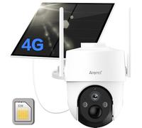 ARENTI 4G LTE Caméra Surveillance Extérieure sans Fil, Carte SIM-Panneau Solaire, 355° PTZ Caméra Solaire Batterie 10400mAh, Audio Bidirectionnel, Vision Nocturne Couleur, Détection Humaine PIR