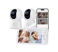 ARENTI Babyphone 2 Caméra Bébé, Baby Phone Vidéo Connecté Smartphone, 1080P Baby Moniteur Vidéo avec VOX, Détection de Température, Alertes Intelligentes/Vision Nocturne/Suivi Automatique
