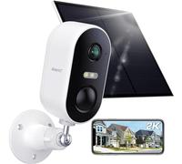 ARENTI Caméra de sécurité extérieure sans Fil, caméra de WiFi 1080P alimentée par Batterie Rechargeable, Vision Nocturne, Audio bidirectionnel, détection de Mouvement, Carte Cloud&SD GO1+SP1 Blanc