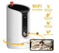 ARENTI Caméra Surveillance avec Distributeur Croquettes Chat Automatique, 3MP Caméra pour Chat/Chien, Audio Bidirectionnel,Détection