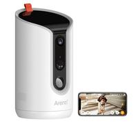 ARENTI Distributeur Automatique de Croquettes pour Chat avec Caméra WiFi, Caméra de Surveillance avec Distributeur, Caméra Chien, Alertes Intelligentes/Vision Nocturne, Alexa