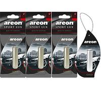 Areon Désodorisant liquide pour voiture Pendentif doré Longue durée 3D Lot de 3 5 ml