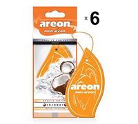 Areon Mon Désodorisant Voiture Noix de Coco Rétroviseur Pendu Orange Tropical Maison (Coconut Lot de 6)