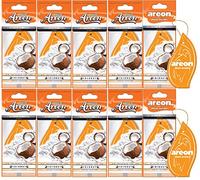 AREON Mon Désodorisant Voiture Noix de Coco Rétroviseur Pendu Orange Tropical Maison (Coconut Lot de 10)