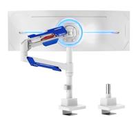 ARES WING Support de moniteur avec barre pour écran plat et incurvé de 24 à 57 pouces - Réglable en hauteur - Support de moniteur robuste - Supporte jusqu'à 30 kg - Bras de moniteur avec ressort à gaz