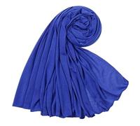 ARESU Écharpe longue en jersey de couleur unie pour femme automne et hiver écharpe chaude en coton mercerisé-1# Bleu saphir-180-80 cm