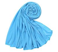 ARESU Écharpe longue en jersey de couleur unie pour femme automne et hiver écharpe chaude en coton mercerisé-27# bleu ciel-180-80 cm