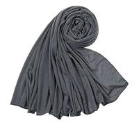 ARESU Écharpe longue en jersey de couleur unie pour femme automne et hiver écharpe chaude en coton mercerisé-25# lin gris-180-80 cm