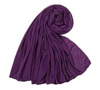 ARESU Écharpe longue en jersey de couleur unie pour femme automne et hiver écharpe chaude en coton mercerisé-3# violet foncé-180-80 cm