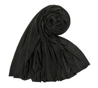 ARESU Écharpe longue en jersey monochrome pour femme automne et hiver écharpe chaude en coton mercerisé-13# noir-180-80 cm