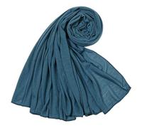 ARESU Écharpe longue en jersey monochrome pour femme automne et hiver écharpe chaude en coton mercerisé foulard-6# haqing profond-180-80cm