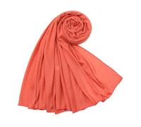 ARESU Écharpe longue en jersey monochrome pour femme automne et hiver écharpe chaude en coton mercerisé-37# rouge pastèque clair-180-80 cm