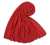 ARESU Écharpe longue en jersey monochrome pour femme automne et hiver écharpe chaude en coton mercerisé-18# rouge vin vif-180-80 cm