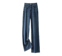 ARESU Tencel Jean Droit étroit YKK Fermeture éclair Femme été 2023 Taille Haute drapé Selaire Soie glacée-Bleu foncé-26/S