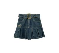 ARESU Vêtements d'été pour Femmes de Grande Taille pour Gros mm Jupe en Jean plissée Taille Haute en Forme de Poire Couverture du Corps Minceur Jupe trapèze - Bleu - 5XL