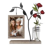 Aresvrgo Cadre Photo 10x15 Bois Vintage,Cadre Photo Personnalisé avec Photo pour 2 Photos,Rotatif Cadre Photo Double,Cadre Famille Personnalisé,Cadeau de NoëL ou D'Anniversaire (Marrone Scuro)