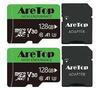 AreTop Carte Micro SD 128Go, Carte SD Lot de 2, SDXC, U3, V30, C10, UHS-I, Carte Mémoire avec Adaptateur pour Tablette/Drone/Dash Cam/Camera/Phone/Nintendo-Switch/PC，Lecture maximale 90 Mo/s