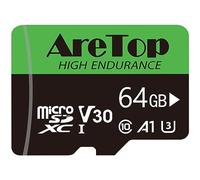 AreTop Carte Micro SD 64Go, Carte SD Lot de 1, SDXC, U3, V30, C10, A1,UHS-I, Carte Mémoire avec Adaptateur pour Tablette/Drone/Dash Cam/Camera/Phone/Nintendo-Switch/PC，Lecture maximale 90 Mo/s