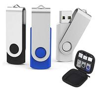 AreTop Clé USB 16Go, Lot de 3 Clef USB 2.0 16Go Muisque Flash Drive,16GB Mémoire Stick Clef USB pour Ordinateur Autoradio Télévision Console de Jeux avec Sacoche à Fermeture Eclair(Noir/Bleu/Blanc)
