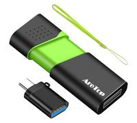 AreTop Clé USB 2.0 rétractable de 16 Go avec adaptateur de type C, pour le stockage de la date, clé USB haute vitesse avec cordon indicateur LED, 16 Go (vert)