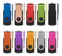 AreTop Lot de 10 Clé USB 4 Go, 2.0 Flash Drive Stockage Rotation Disque Mémoire Stick pour Ordinateur/Télévision/Autoradio pour Bureau de Travail/Études(10 Couleur Mixte)
