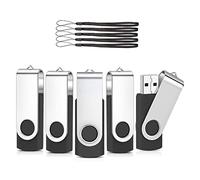 AreTop Lot de 5 Clé USB 32 Go, Stockage Mémoire Flash Rotation Disque Cle USB, Flash Drive Stockage Disque 2.0 pour Le Stockage de Musique et des Dossiers avec Corde (Noir)