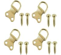 Aretro Lot de 4 grands anneaux en D plaqués laiton et plaques pour cadre photo, crochets de suspension pour toile, support mural avec vis, lot de 4 (taille L)