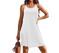 Arevill Robe de plage spaghetti pour femme - Sans manches - Col en U - Crochet - Poncho de plage - Été, Blanc., XL