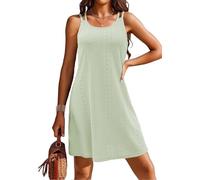 Arevill Robe de plage spaghetti pour femme - Sans manches - Col en U - Crochet - Poncho de plage - Été, vert clair, XL