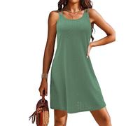 Arevill Robe de plage spaghetti pour femme - Sans manches - Col en U - Crochet - Poncho de plage - Été, vert, XL