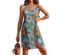 Arevill Robe de plage spaghetti sans manches pour femme, col en U, poncho de plage, d'été, crochet, Grande fleur ronde, L