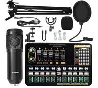 Areyourshop Carte Son V10XPro Kit Microphone Condensateur M800 pour Live Karaoké Mobile Ordinateur TikTok Youtube Podcast Gaming Enregistrement avec Interface pour Audio Bluetooth 16 Effets