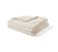 Arezzo - plaid - 200x140 cm - en fausse fourrure côtelé et velours - Beige Beige