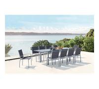 Arezzo table de jardin extensible et 10 chaises alu-toile pvc gris