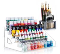 ARFETIGO Organiseur de peinture acrylique à 6 couches et support de pinceaux à peinture à clipser - Facile à assembler - Pour loisirs créatifs, modèles miniatures - Gris (Grey)