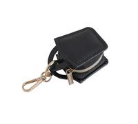 ARFUKA Boîte à bijoux en cuir synthétique avec porte-clés, étui de rangement portable pour gym et voyage, organiseur à fermeture éclair avec poche intérieure, noir