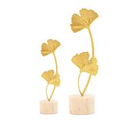 ARFUKA Decoraciones para Salas De Casa Lot de 2 statues en forme de feuille de ginkgo Doré Décoration d'intérieur pour salon, chambre à coucher, bureau, armoires