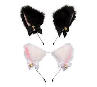 ARFUKA Lot de 2 bandeaux mignons en peluche avec oreilles de chat pour femme et fille, bal masqué, fête, cosplay