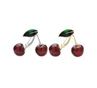 ARFUKA Lot de 2 broches en alliage émaillé et cerise - Jolies décorations tendance pour sacs à dos, vêtements et chapeaux
