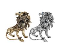 ARFUKA Lot de 2 broches rétro en forme de lion pour homme et femme en métal pour collier d'écharpe, manteau, Acier inoxydable