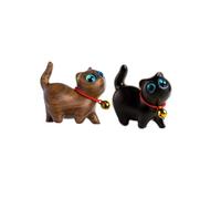 ARFUKA Lot de 2 mini figurines de chat en bois pour maison, bureau, salon, armoire, pendaison de crémaillère, cadeau de mariage